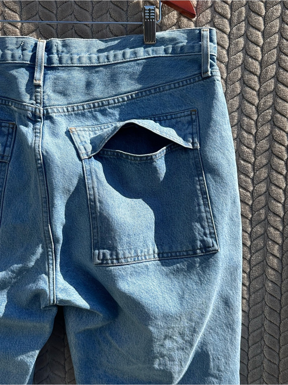 AGOLDE Cooper Cargo Jeans 33 High Rise Utility Straight Leg Light Wash Denim - Picture 6 of 13